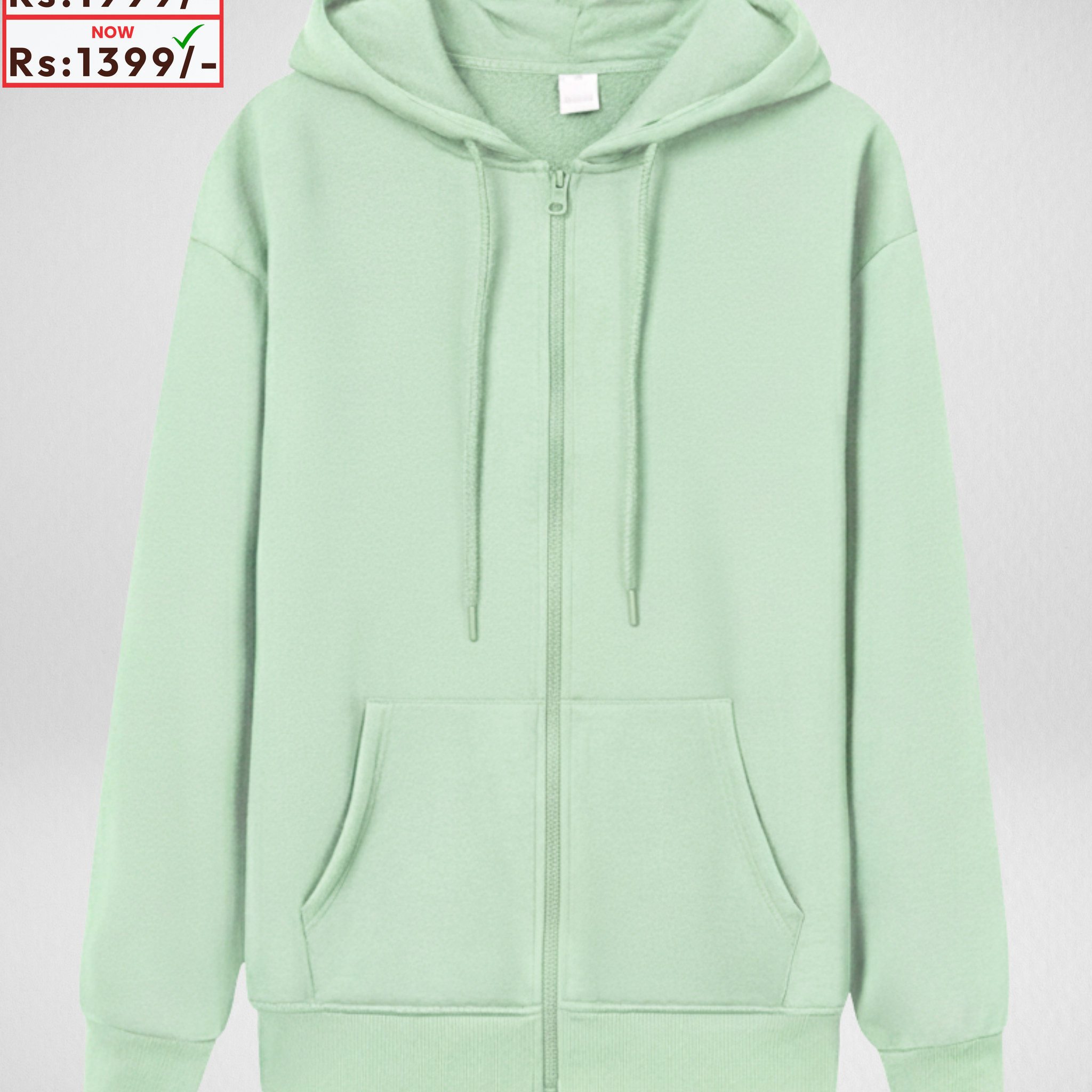 Premium Sea Green Zipper Hoodie (Code 4000)