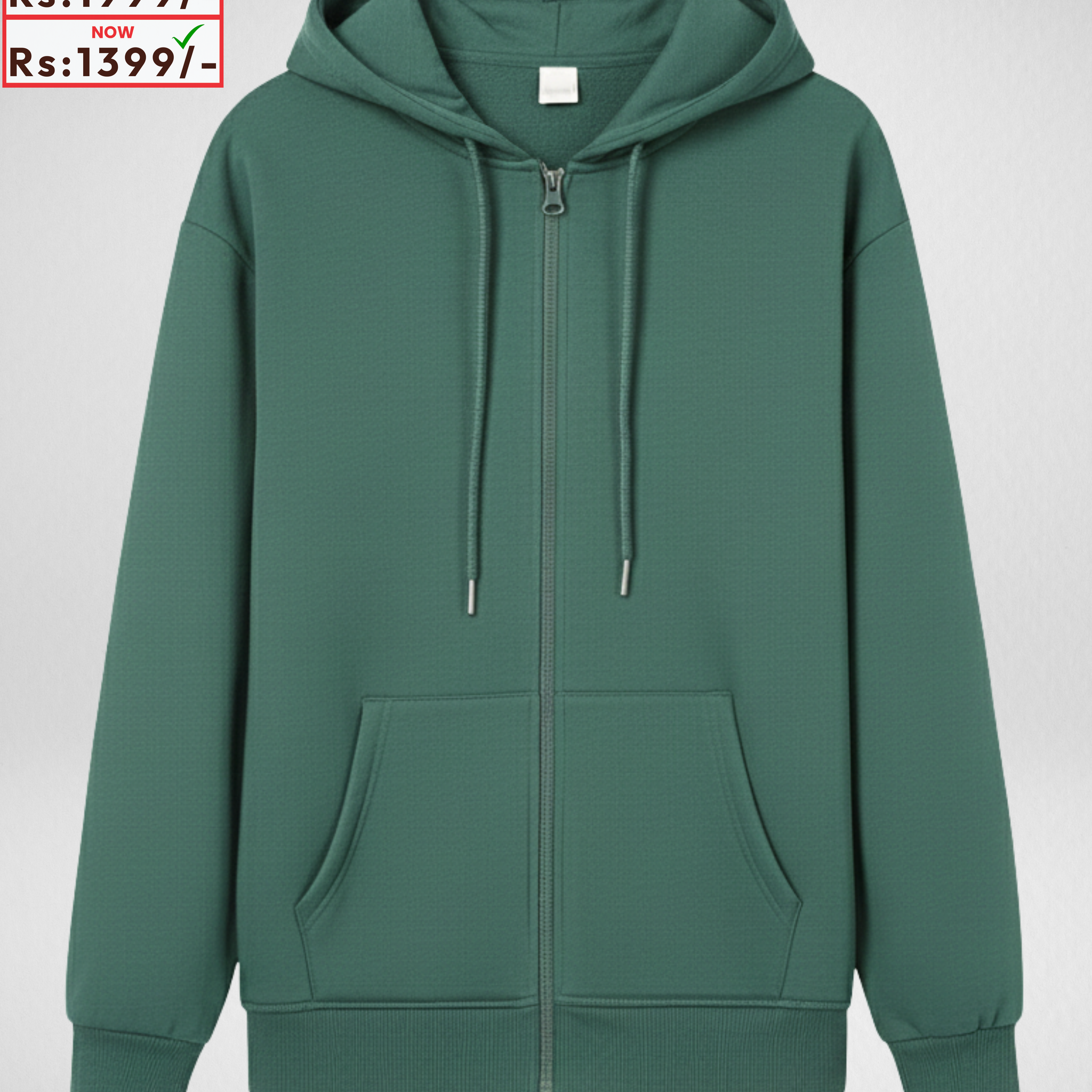 Premium Green Zipper Hoodie (Code 3860)