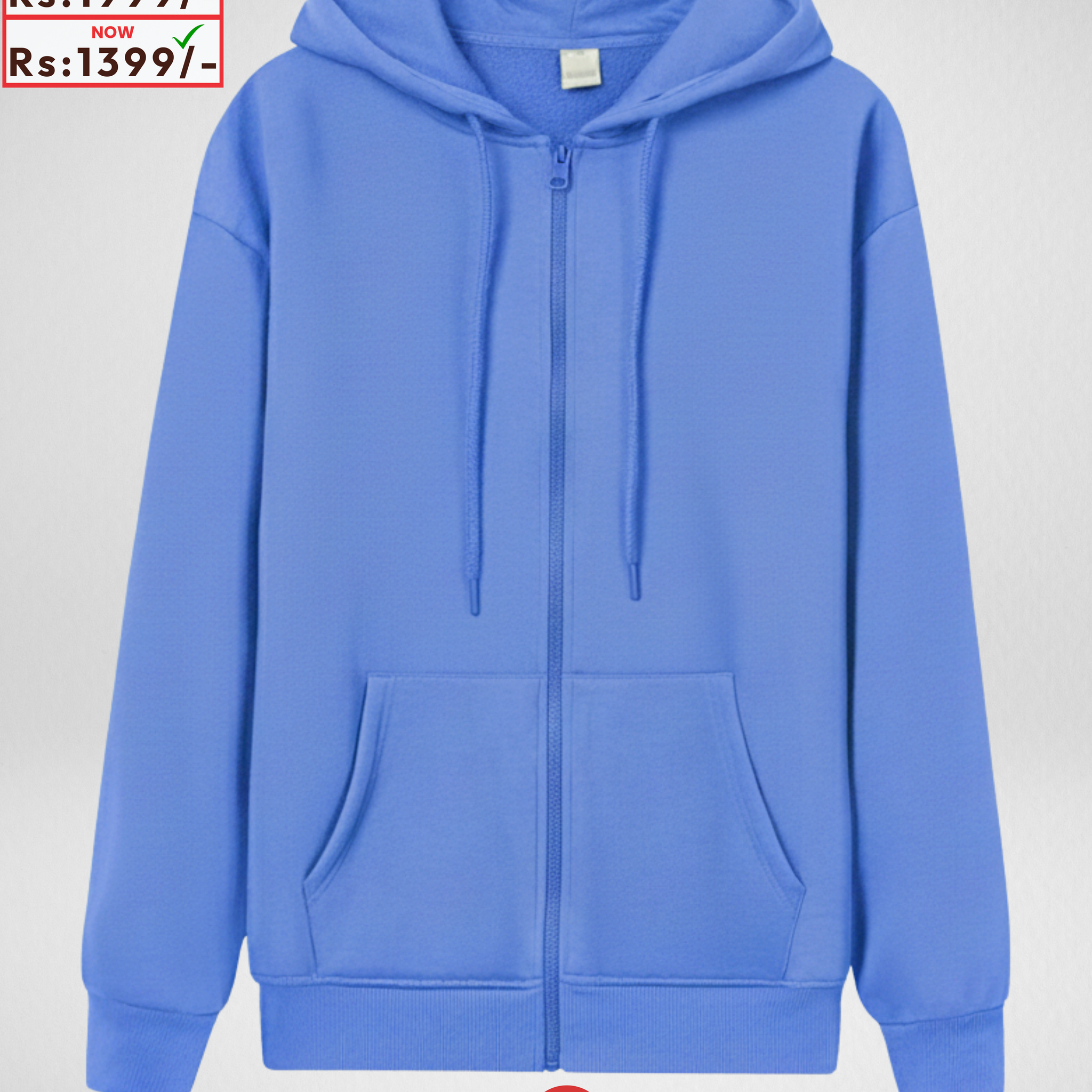 Premium Light Blue Zipper Hoodie (Code 4002)