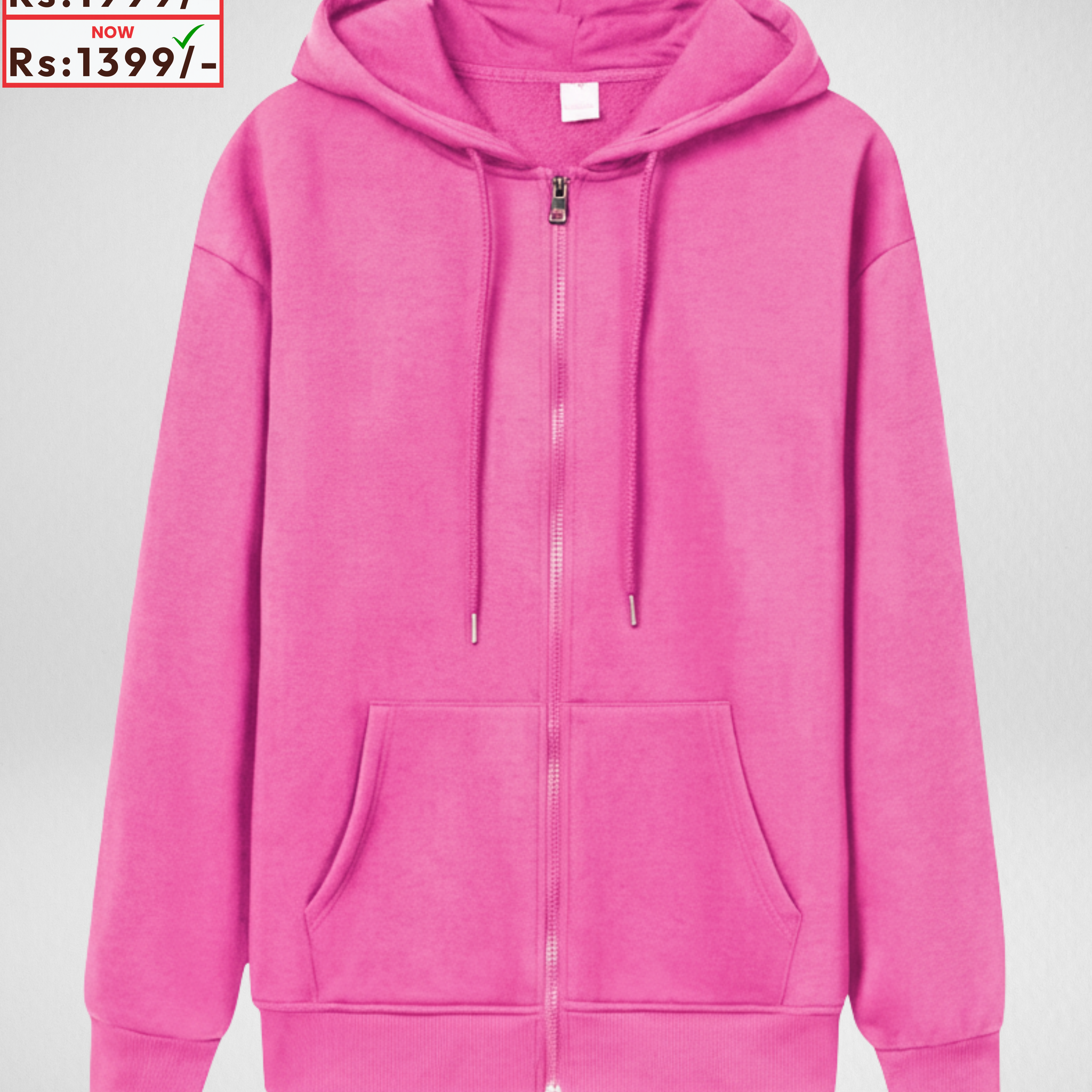 Premium Pink Zipper Hoodie (Code 4004)