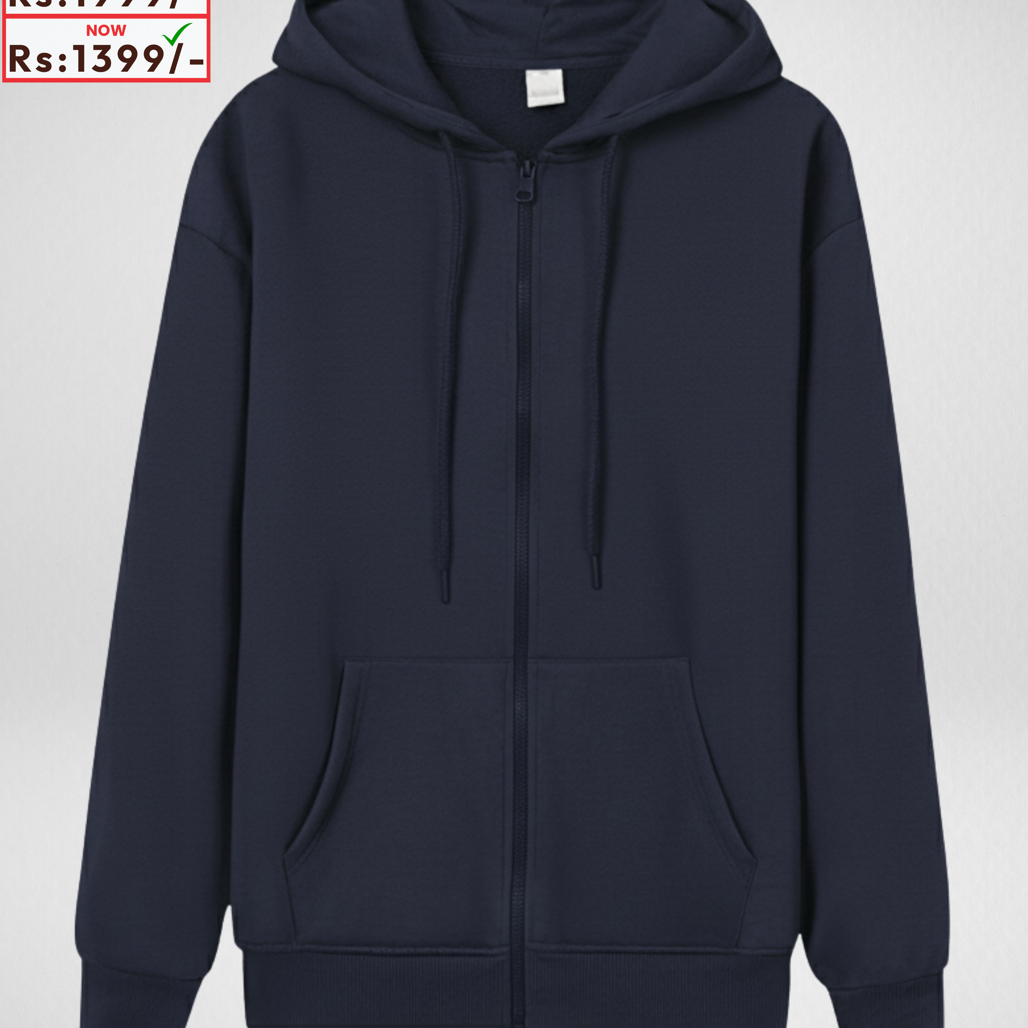 Premium Navy Blue Zipper Hoodie (Code 4005)
