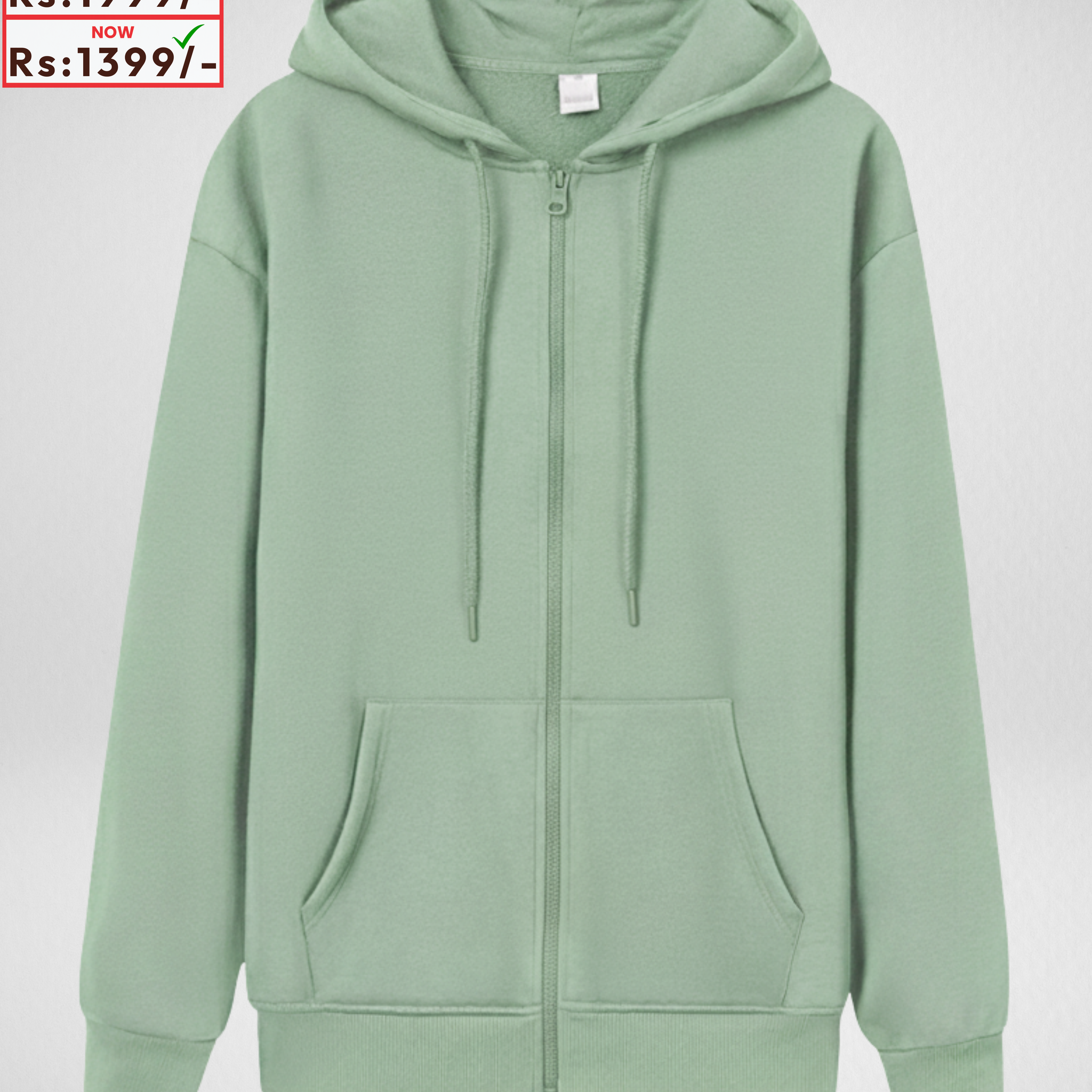 Premium Lightgreen Zipper Hoodie (Code 4007)