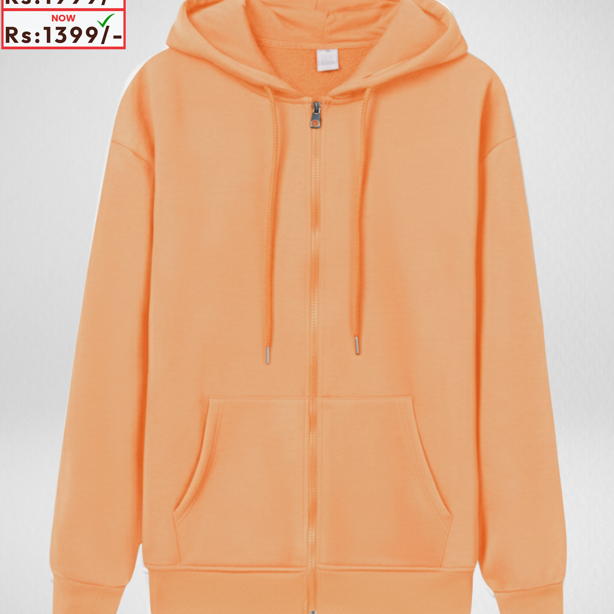 Premium Peach Orange Zipper Hoodie 4009