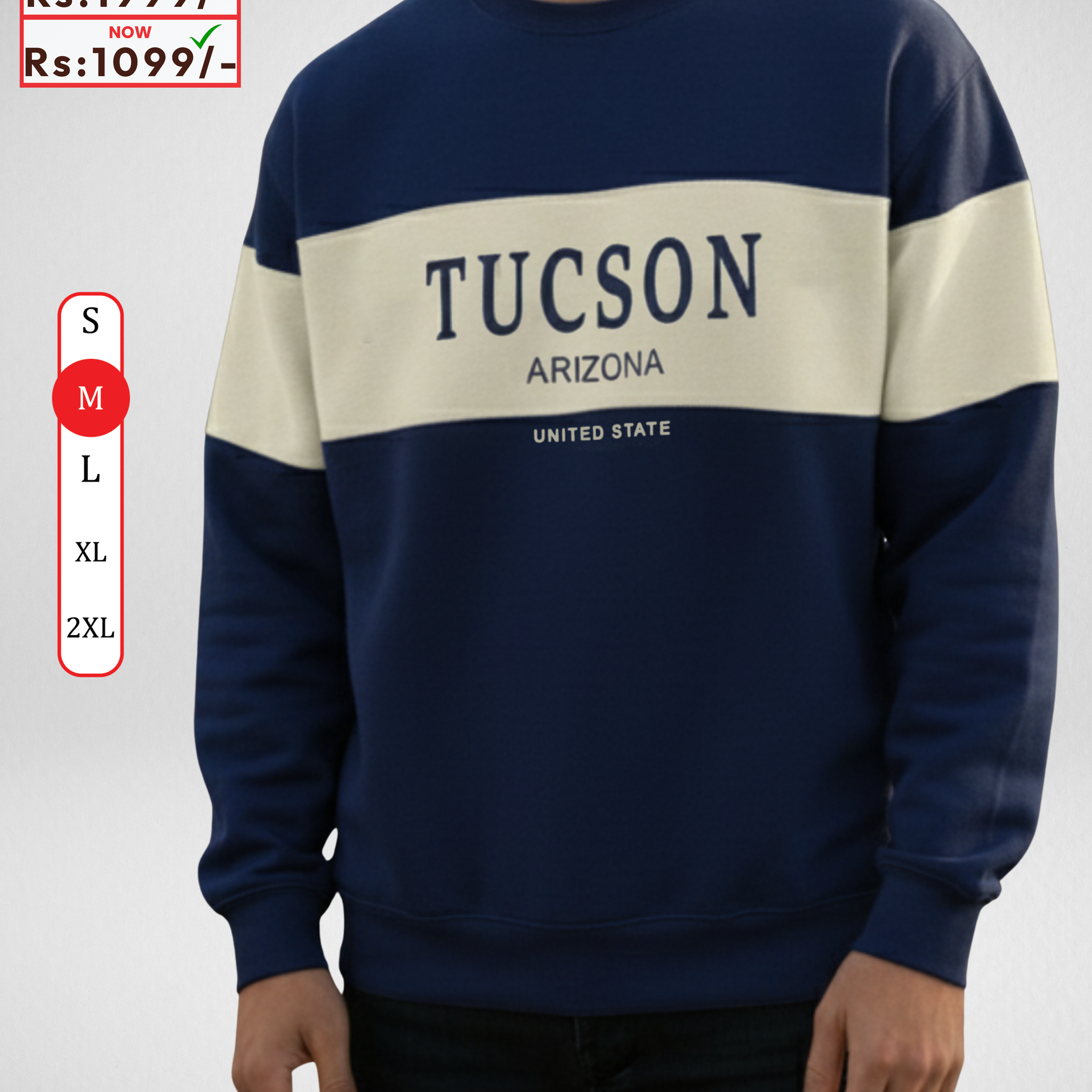 Tucson Embroidery Navy Blue Sweatshirt – Warm and Stylish Fleece (Code 4041)
