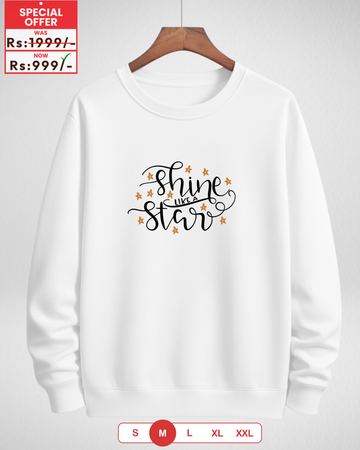 Only MEDIUM Size – SHINE STAR White Printed Sweatshirt (Code 4053)