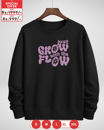 Grow Flow Black Printed Sweatshirt – Warm and Stylish Fleece (Code 4060)