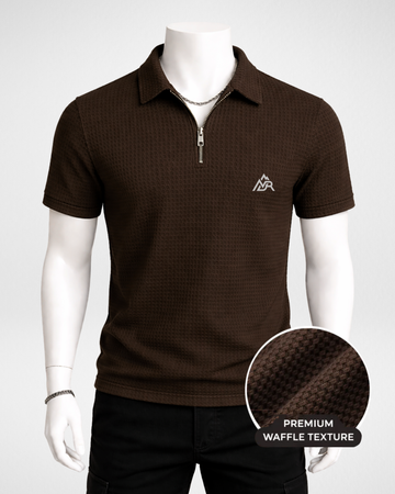 Men’s Dark Brown Waffle Polo (Code 4914)