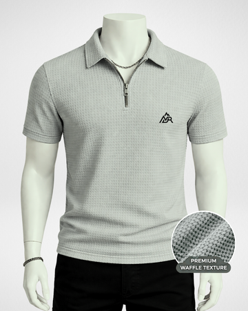 Men’s Light Grey Waffle Polo(Code 4916)