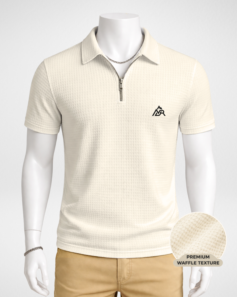 Waffle Zipper Polo