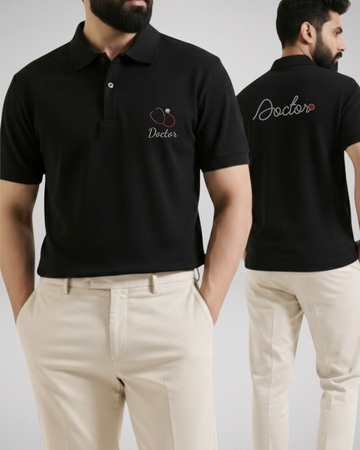 Black Printed Polo T-Shirt – Stylish & Comfortable (Code 4561)