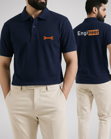 Navy Blue Printed Polo T-Shirt – Stylish & Comfortable (Code 4563)