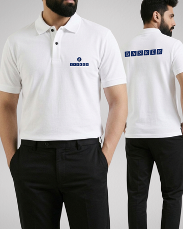White Printed Polo T-Shirt – Stylish & Comfortable (Code 4559)