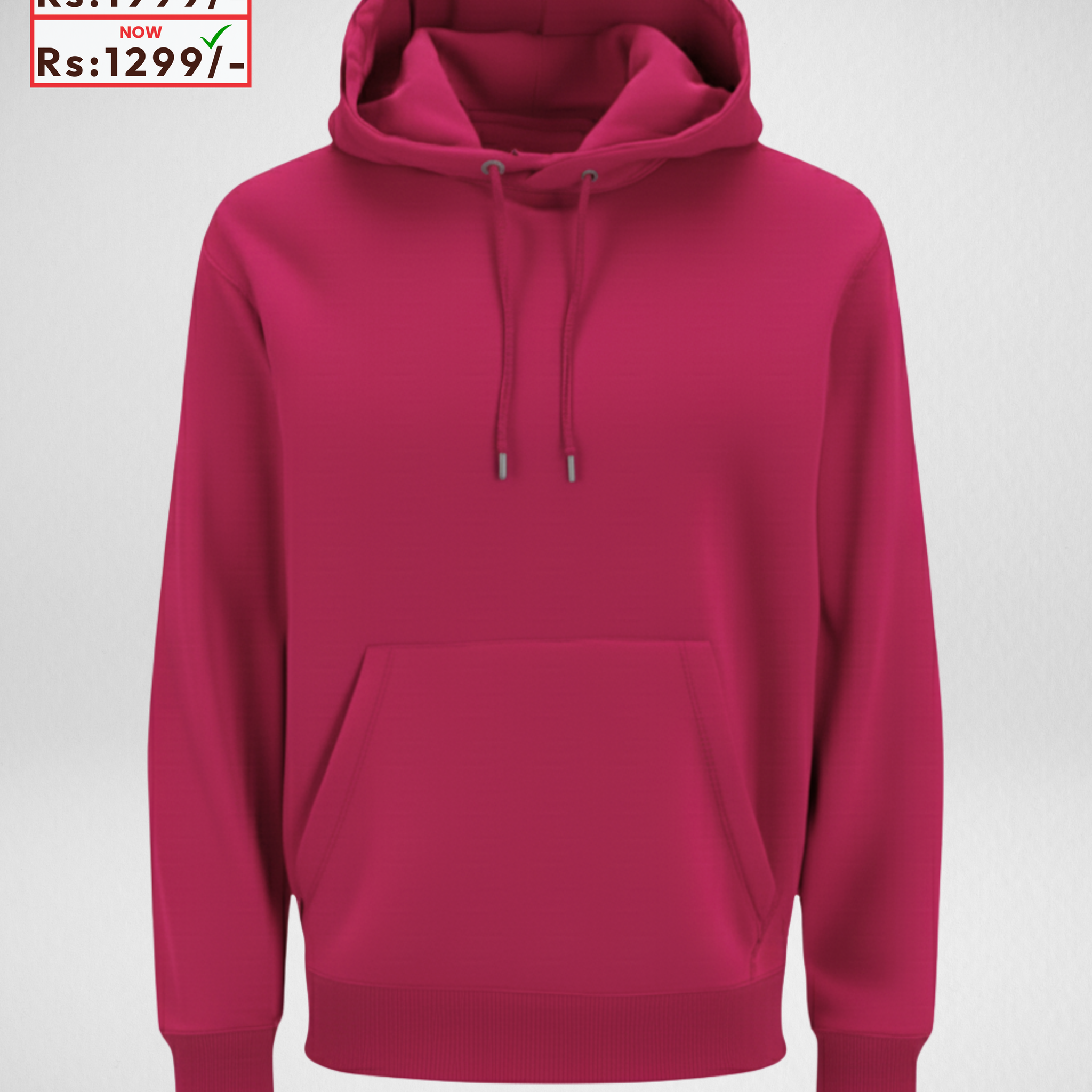 Only MEDIUM & LARGE Size – Shocking Pink Fleece Hoodie (Code 4355)