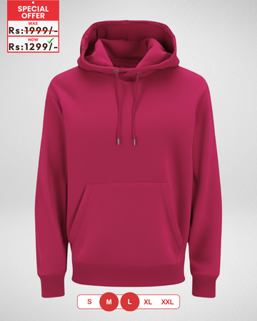 Only MEDIUM & LARGE Size – Shocking Pink Fleece Hoodie (Code 4355)