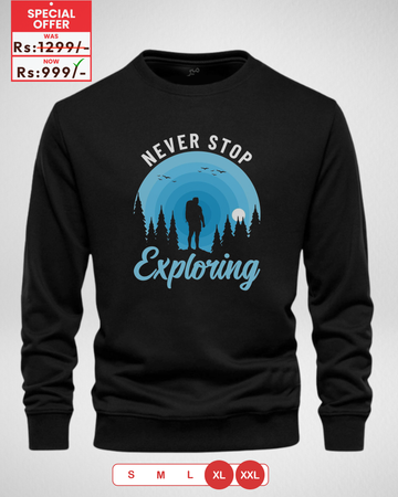 Only XL & XXL Size – Black Men's Printed Sweatshirt (Code 4449)