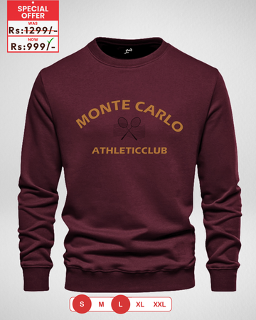 Only Small & Large Size –  Maroon Men's Printed Sweatshirt (Code 4453)