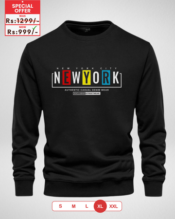 Only XL Size – Black Men's Printed Sweatshirt (Code 4467)