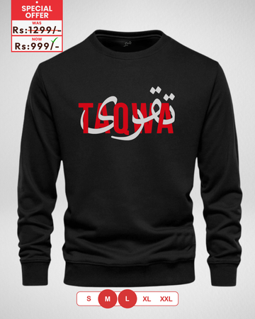 Only Medium & Large Size – Black Men's Printed Sweatshirt (Code 4469)