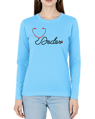 Sky Blue Printed Full Sleeves Tee – Jersey Fabric, Classic Fit, Everyday Comfort (Code 4333)