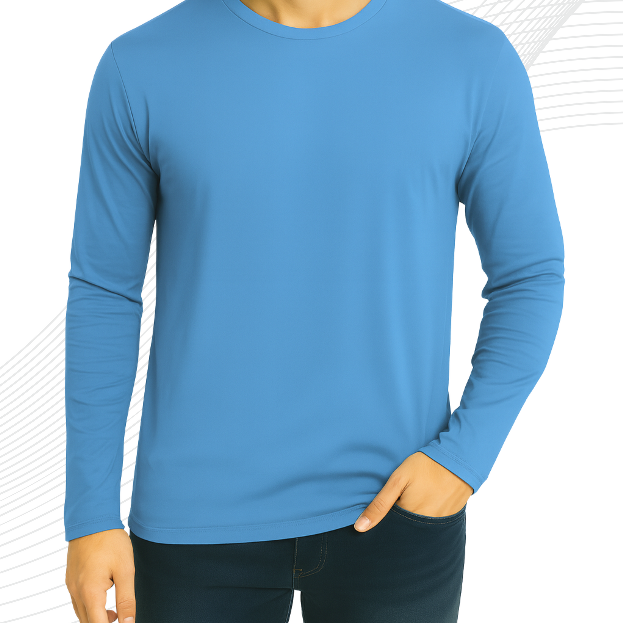 Sky blue Men’s Full Sleeves Tee – Jersey Fabric, Classic Fit, Everyday Comfort (3540)