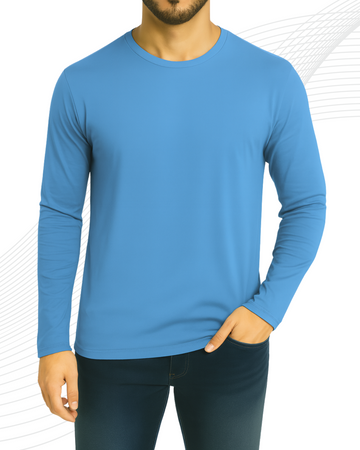 Sky blue Men’s Full Sleeves Tee – Jersey Fabric, Classic Fit, Everyday Comfort (3540)
