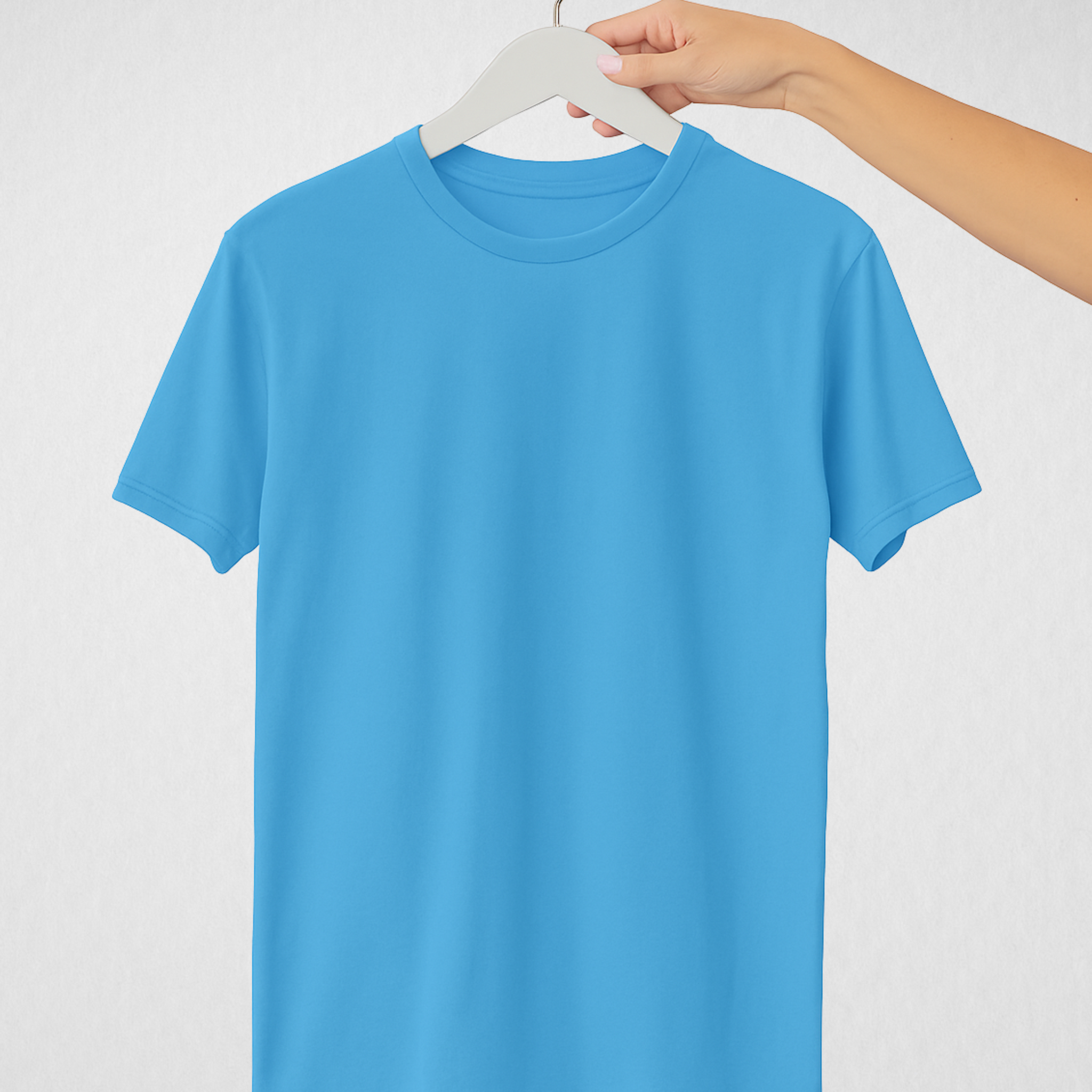 Sky Blue Women’s Basic Tee – Jersey Fabric, Classic Fit, Everyday Comfort (3670)