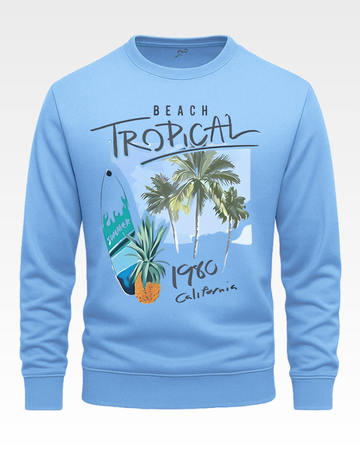Sky Blue Men's Printed Sweatshirt – Warm and Stylish Fleece (3465)