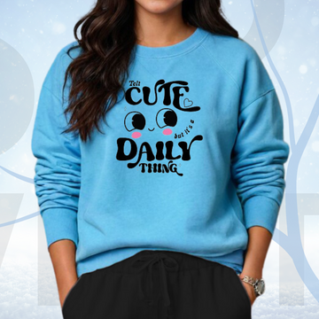 Sky Blue Women's Printed Sweatshirt – Warm and Stylish Fleece (3485)
