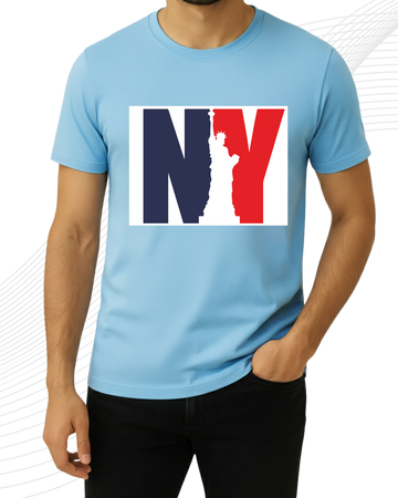 Sky Blue NY T-Shirt/Tee for Men – Cotton Jersey Fabric (Code 5250)