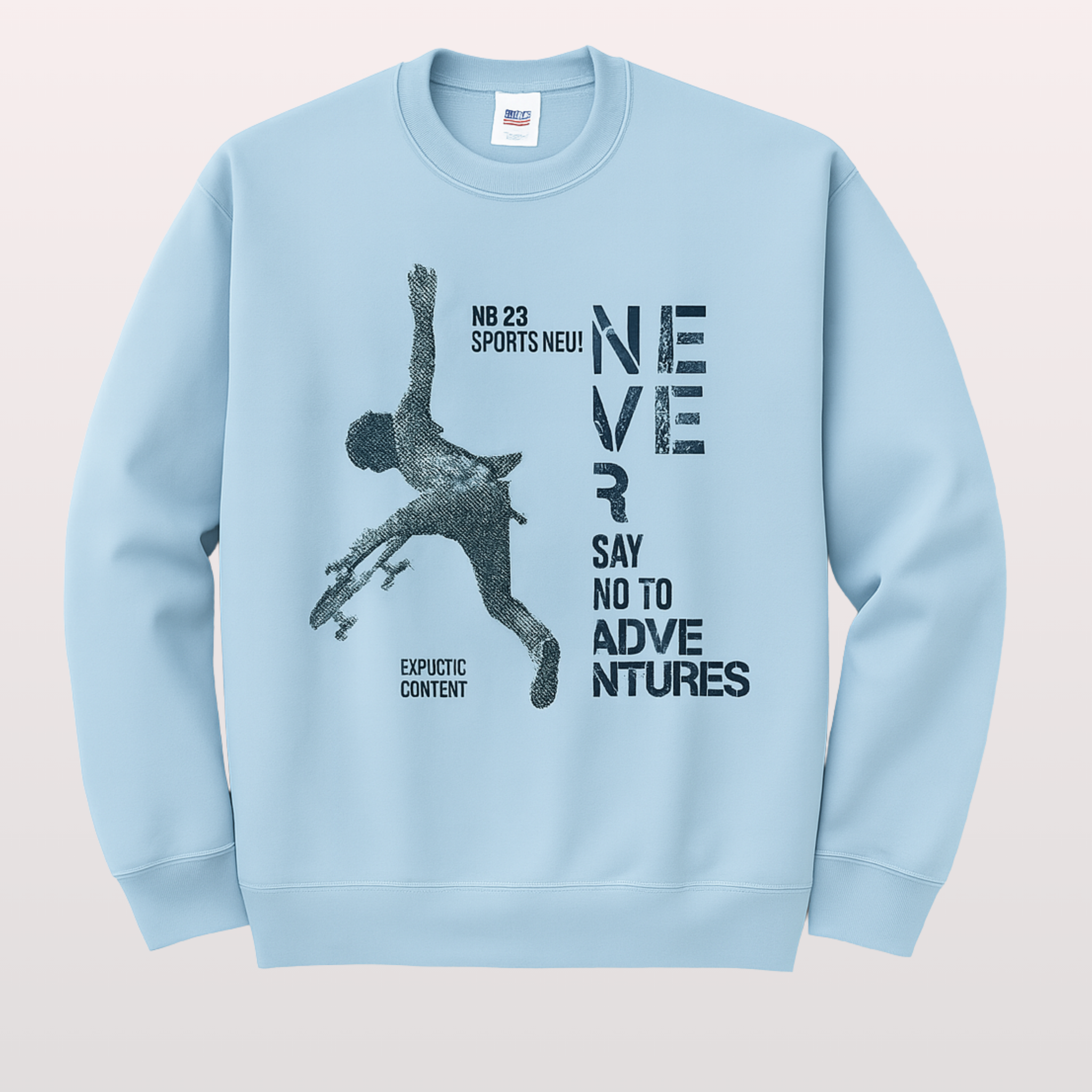 Sky Blue Men's Printed Sweatshirt – Warm and Stylish Fleece (3466)