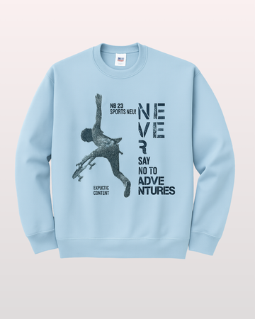 Sky Blue Men's Printed Sweatshirt – Warm and Stylish Fleece (3466)