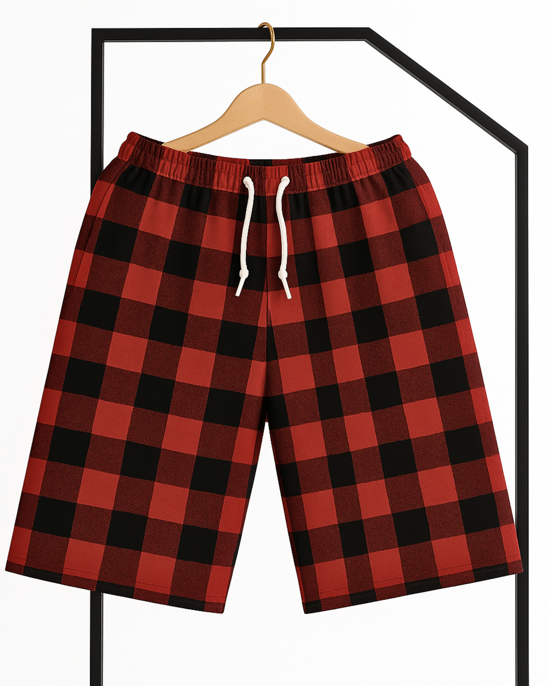 Men’s Red & Black Checkered Shorts – Soft & Comfortable (3278)