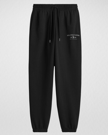 Black Printed Sweatpants Warm & Comfortable Fleece (3532)