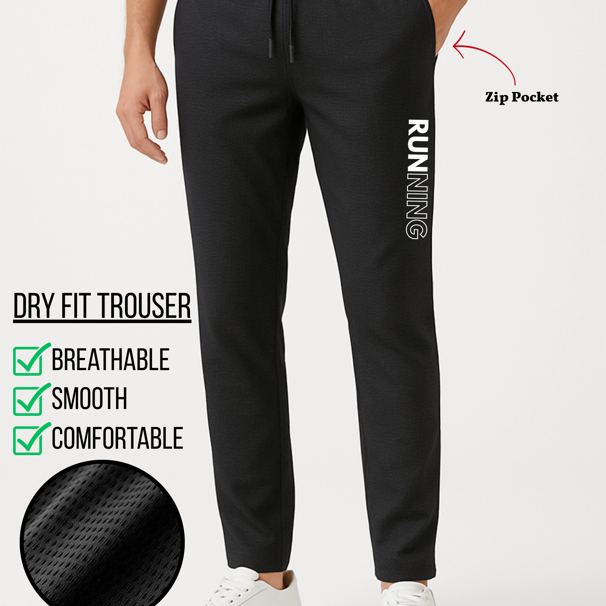 Men’s Dry Fit Printed Trouser Breathable Black– Soft & Comfortable (Code 3513)
