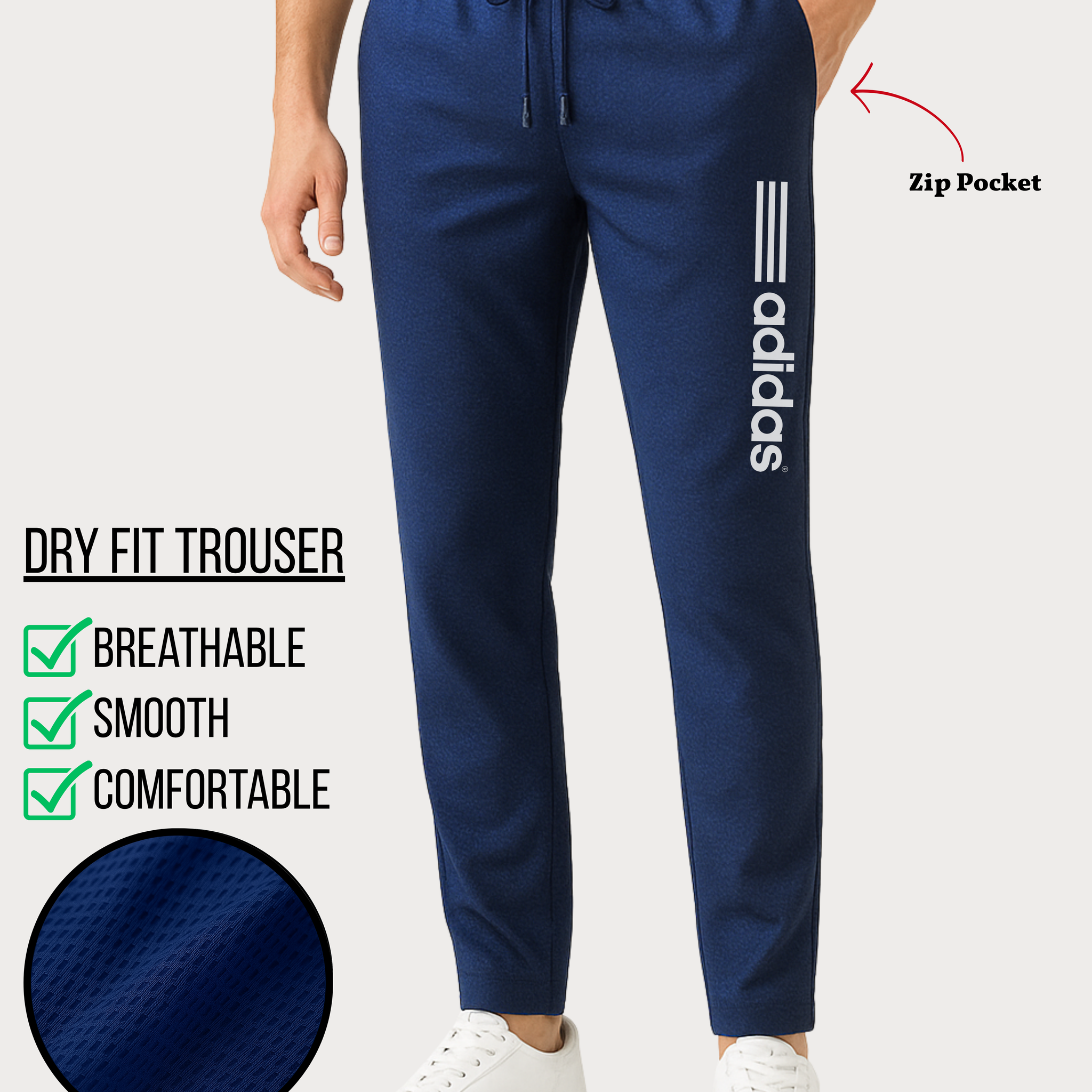 Men’s Dry Fit Printed Trouser Breathable Navy – Soft & Comfortable (Code 3511)