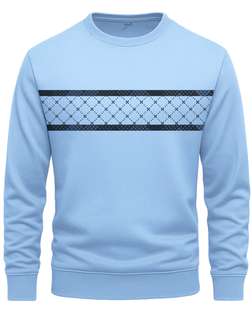 Only 2XL Size Sky Blue Stripes Men's Printed Sweatshirt – Warm and Stylish Fleece (Code 4609)