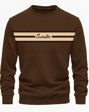 Brown Stripes Men's Printed Sweatshirt – Warm and Stylish Fleece (Code 4626)
