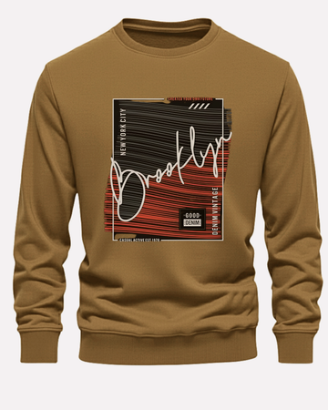 Mustard Men's Printed Sweatshirt – Warm and Stylish Fleece (Code 4361)