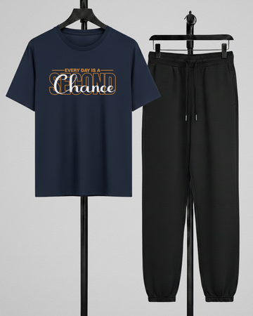 Navy Blue T-Shirt Printed Black Trouser – Comfortable Wear (Code 4785)