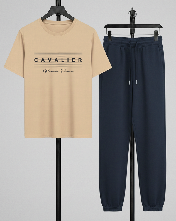 Beige T-Shirt Printed Navy Blue Trouser – Comfortable Wear (Code 4788)