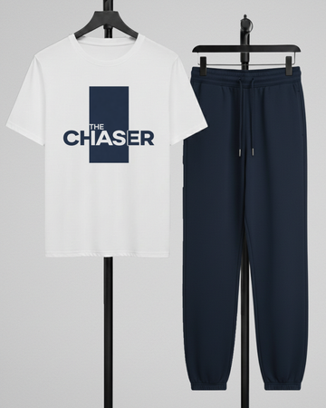 White T-Shirt Printed Navy Blue Trouser – Comfortable Wear (Code 4789)