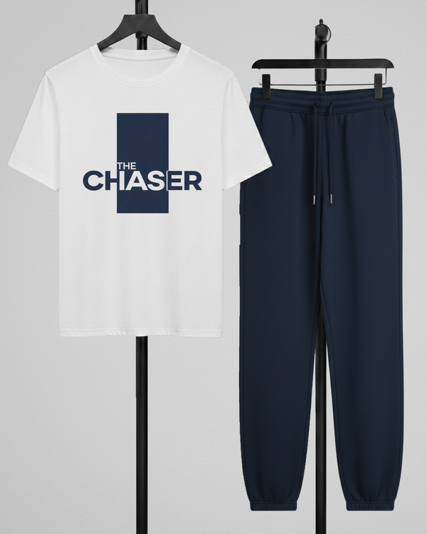 White T-Shirt Printed Navy Blue Trouser – Comfortable Wear (Code 4789)