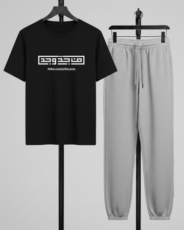 Black T-Shirt Printed Grey Trouser – Comfortable Wear (Code 4793)