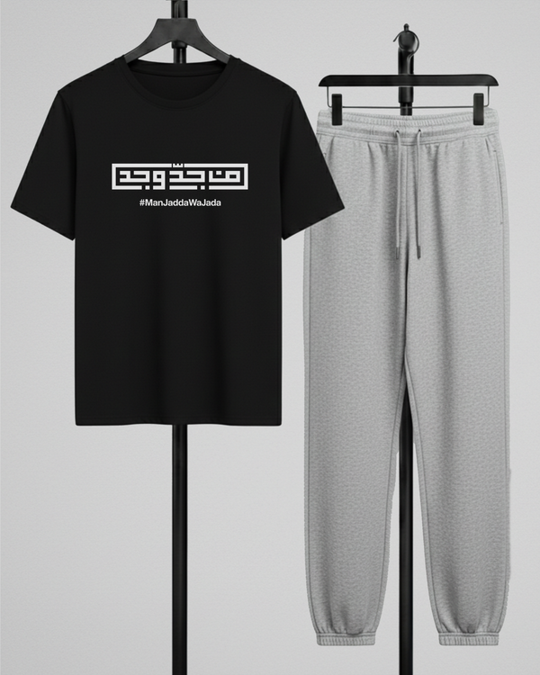 Black T-Shirt Printed Grey Trouser – Comfortable Wear (Code 4793)