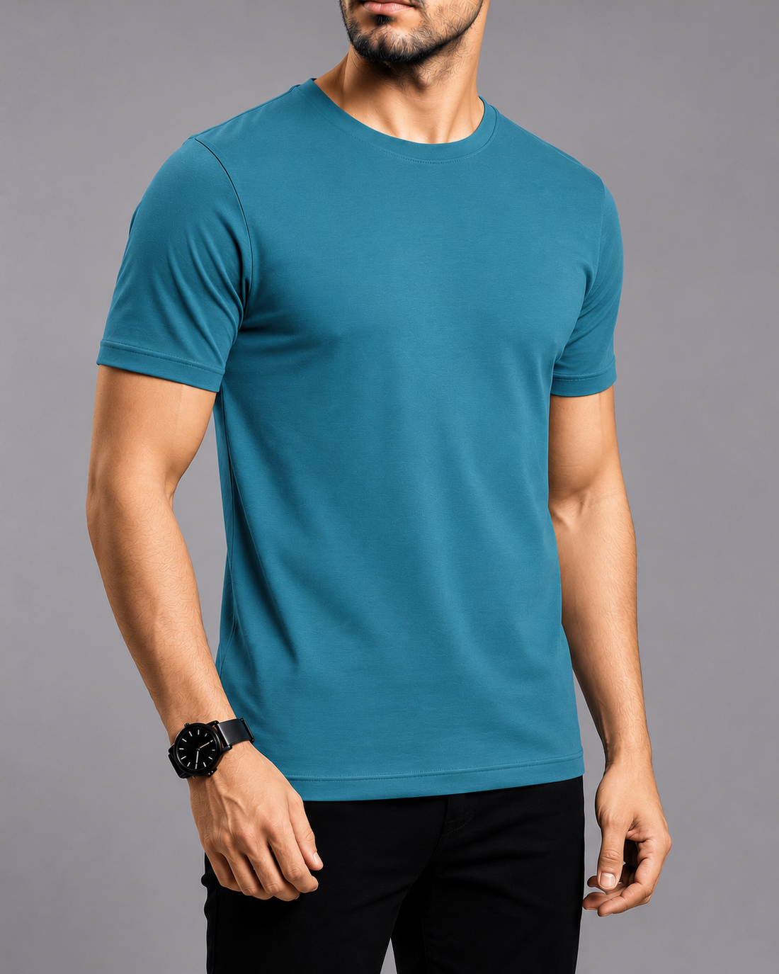 Teal Blue Hs Tshirt Teal Blue printed T-shirt for men