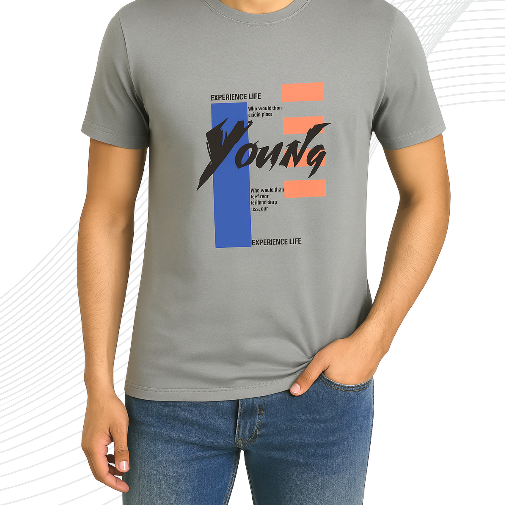 Premium Young Printed T-Shirt/Tee for Men – Cotton Jersey Fabric (3400)