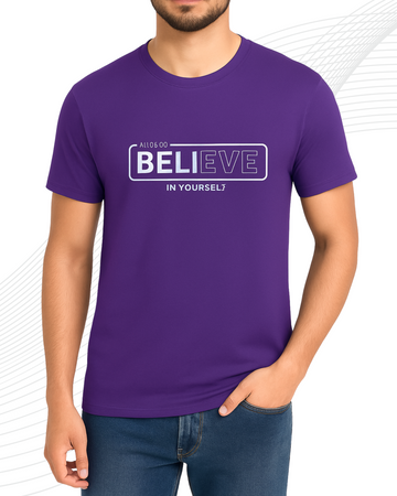 Premium Believe Printed T-Shirt/Tee for Men – Cotton Jersey Fabric (3398)
