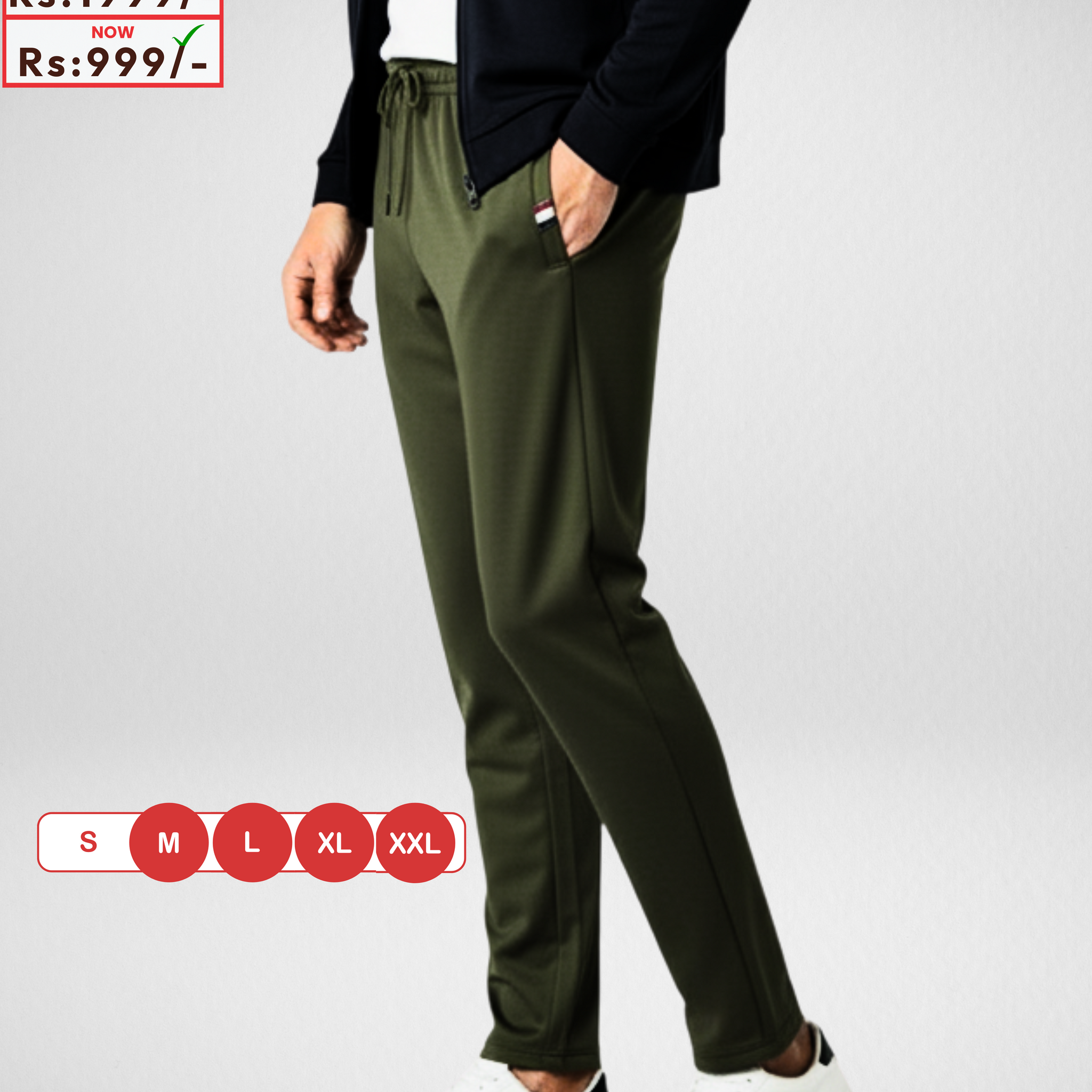 Olive Micro Polyster Jercy (Summer) Trouser with Zip Pocket (Code 4160)