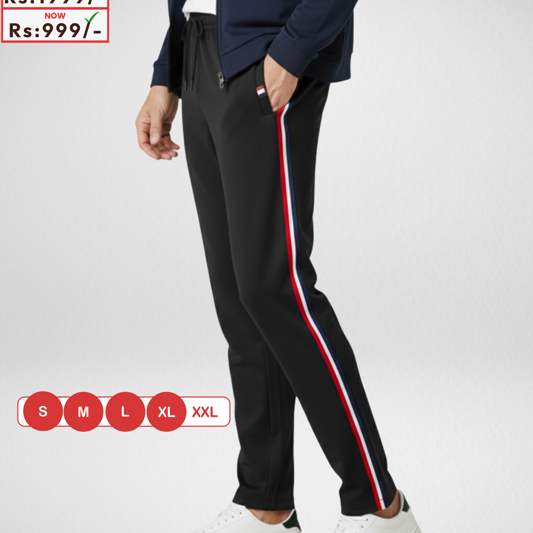 Black Micro Polyster Jercy (Summer) Trouser with Zip Pocket (Code 4178)