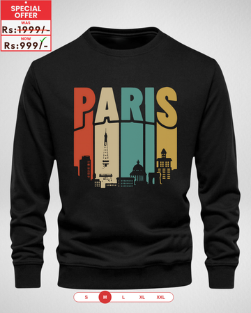 Only MEDIUM Size – Black Men's Printed Sweatshirt (Code 4254)